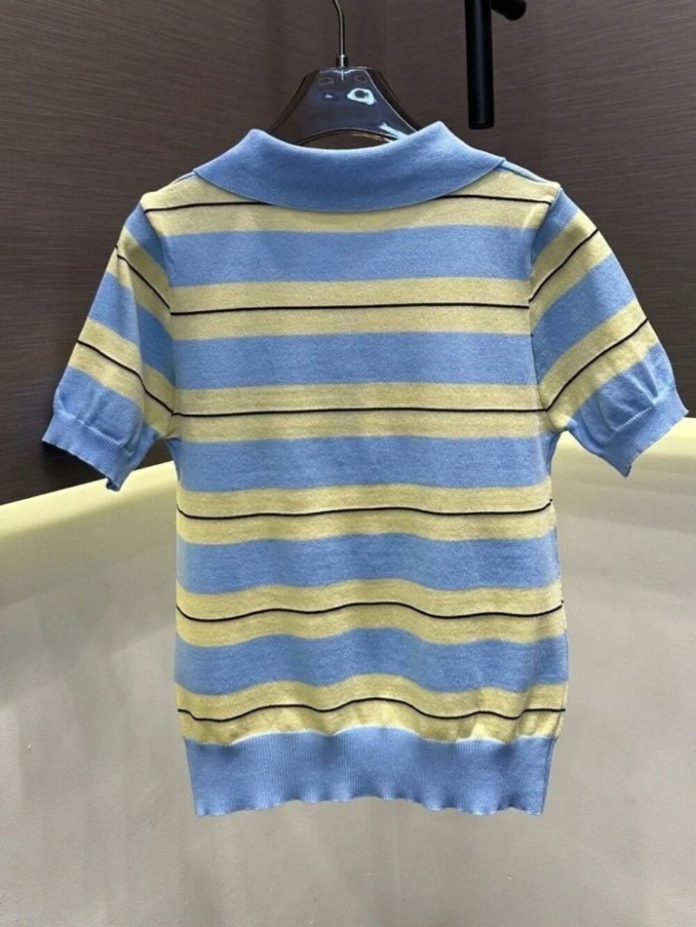 Miu Miu Blue and Yellow Short-Sleeve Polo Shirt - Picture 2 of 3